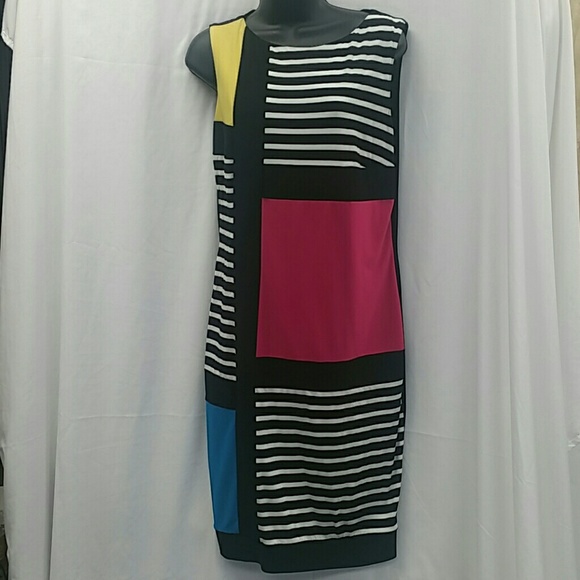 Joseph Ribkoff Multi Block print dress -161915 - Picture 3 of 8